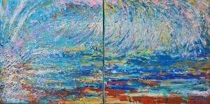 Blue Wave, Original Painting on Canvas by Adriana Dziuba,